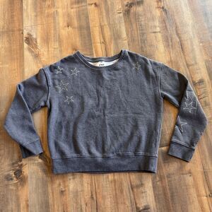 Pact Embroidered Stars Sweatshirt Organic Cotton Boxy Gray Loungewear Women's Sm